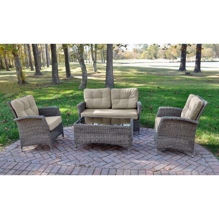 Lakena 4 Piece Wicker Lounge Set With Sunbrella Cushions